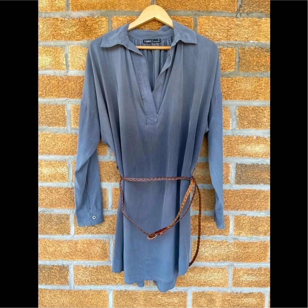 Gypsy 05 Silk Tunic Dress in Botanical gray size XS